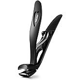BEZOX Angled Head Toe Nail Clippers for Seniors for Thick Nails - Ergonomic Toenails Clipper for Thick Toenails, Premium Finger Nails Clipper for Adult with Catcher - Black