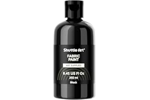 Shuttle Art Black Fabric Paint, 8.45 oz(250 ml) Fabric Paint for Clothes Permanent, Non-Toxic Textile Paint for DIY Arts & Crafts, T-Shirts, Shoes, Jeans, Ideal for Base Coverage, Blending & Detailing