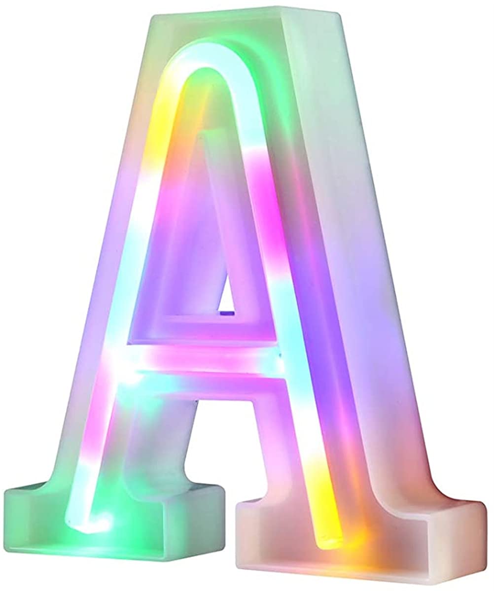 Nordstylee LED Lights Neon Letters Wall Lights Birthday Party Christmas Wedding Decoration Colorful Letters (A)