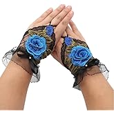 Specell Embroidered Flowers Lace Fingerless Gloves - for Bridal Wedding Cocktail Tea Party Evening Prom Costumes Cosplay