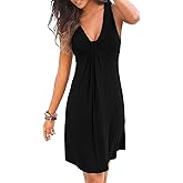 Rooscier Women's Cotton Tank Nightgown Sleeveless Sleepwear Twist V Neck Full Slip Chemise Nightdress