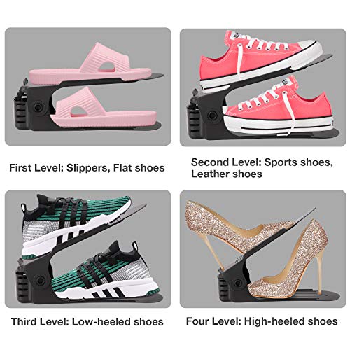 Shoe Slots Organizer, Adjustable Shoe Stacker Space Saver, Double Deck