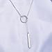 Bar Long Necklace Lariat Open Circle Y Pendants Simple Minimalist Choker Collarbone Chain Charms Jewelry Silver Plated