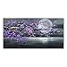 Konda Art - Framed Hand Painted Modern Abstract Painting Cherry Blossom Purple Flower Canvas Art For Wall Decoration Stretched (Framed 60