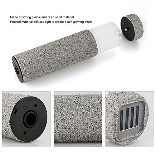 Yosoo Waterproof Solar Power Stone Pillar LED Lights Garden Lawn Courtyard Lamp