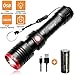 Wsky Rechargeable Flashlight, Best S3000 LED Tactical Flashlight, (5000mAh 26650 Rechargeable Battery included) Multi-modes, Zoomable, Water Resistant, Perfect For Biking Hiking Emergency Outdoor Gift