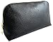 Leather Makeup Bag,Medium Litchi Pattern Cosmetic Bag Pouch Purse Handbag Organizer with Zipper,Toiletry/Travel Bag for Brushes Jewelry Accessories Collection for Women（Black）