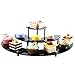 MyGift 3 Tier Cupcake Stand, Black Acrylic Semicircle Dessert Appetizer Display Riser Rack