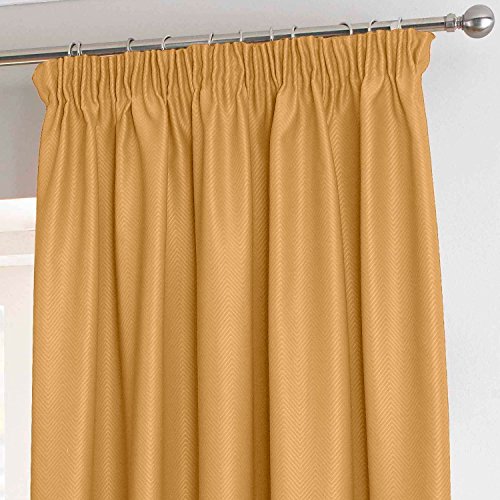 Homescapes Mustard Yellow Pencil Pleat Blackout Thermal Curtain
