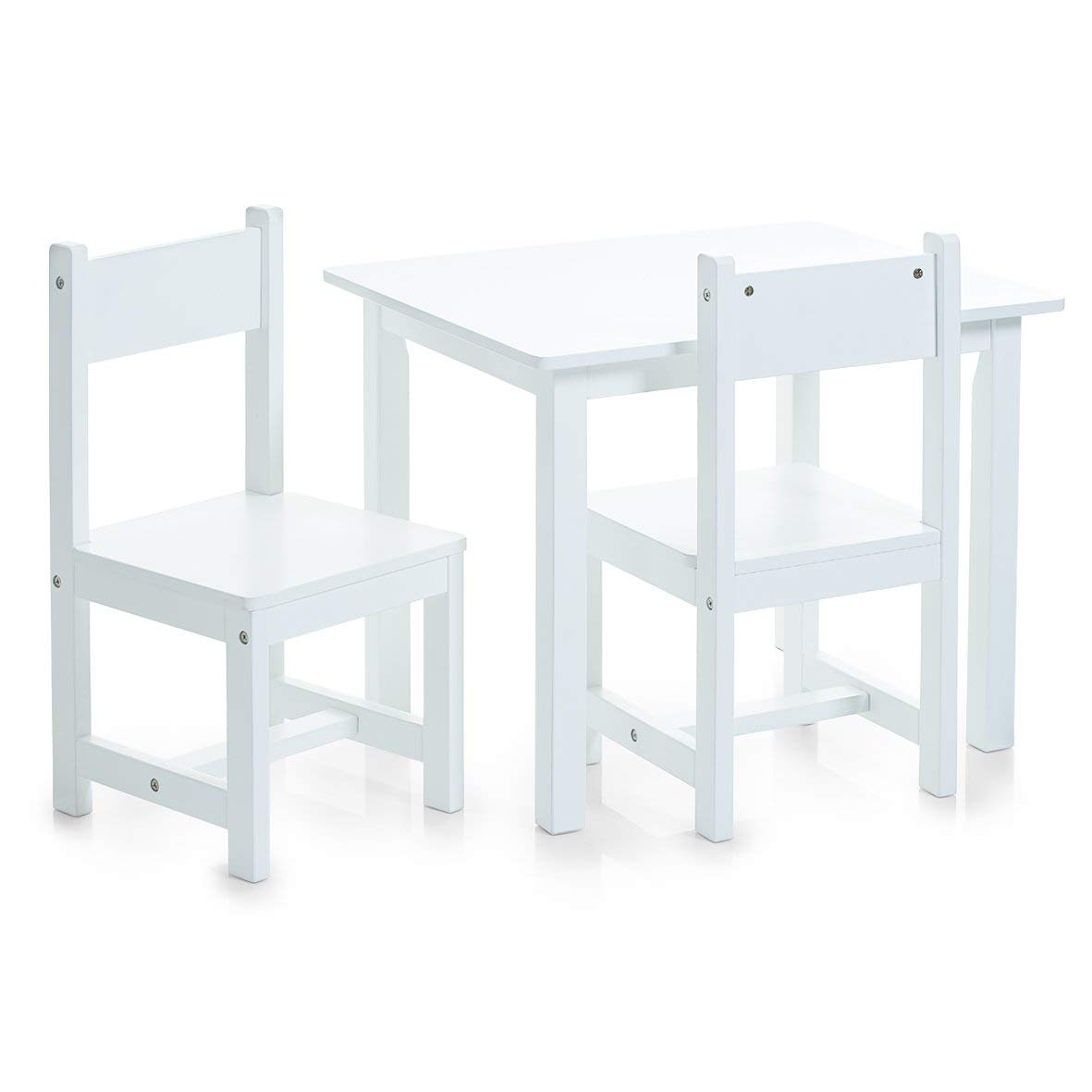 Zeller 28 x 28 x 51.5 cm Children's Table and 59 x 47 x 45 cm Chair Set 3 Parts with Decorative Stickers, White