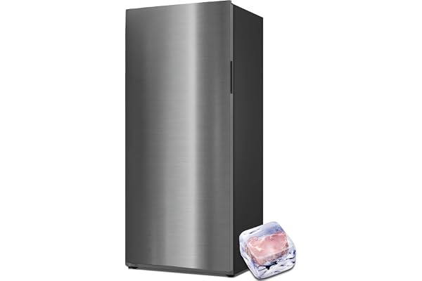 21 cu.ft Standing Freezer Upright, Stainless Steel Convertible Refrigerator Freezer for Garage, Kitchen, Home Use, Right Opening