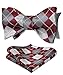 HISDERN Burgundy Bow Ties for Men Check Plaid Self Tie Bow Tie and Pocket Square Classic Formal Bowtie Tuxedo Wedding Bowties Handkerchief Set