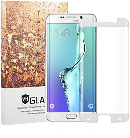 (Case friendly)Samsung Galaxy S6 Edge Screen Protector Tempered Glass 9H Hardness,Crystal Clear,Easy Installation,Anti-Scratch ,HD,3D Edge Coverage Screen Protector Tempered Glass (white)