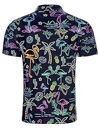uideazone Funny Golf Shirts for Mens Neon Flamingo