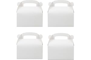 Oletx 30-Pack White Party Favor Treat Boxes, Goodie Gable Paper Gift Boxes with Handles. Perfect for Wedding, Birthday, Graduation, Babyshower.