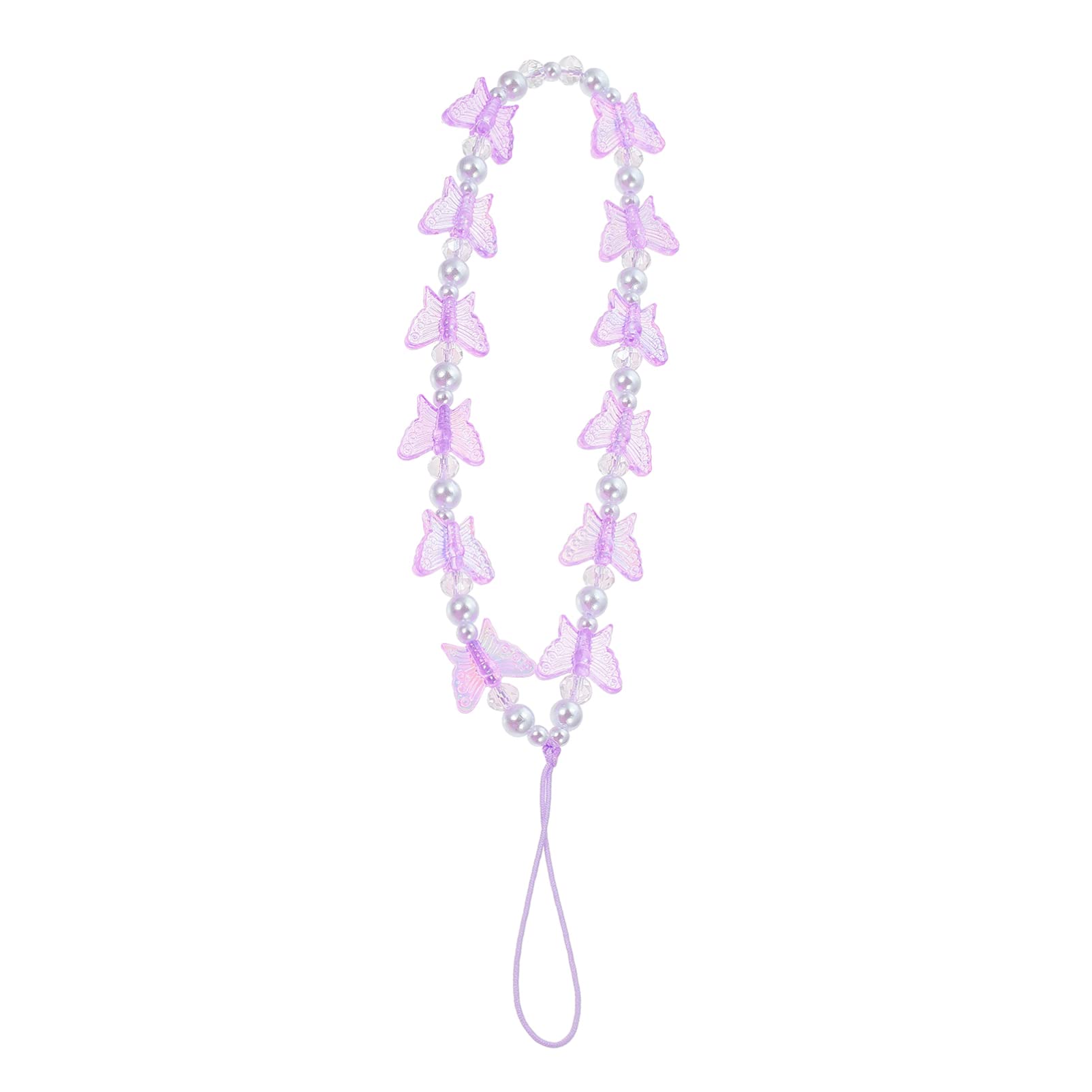 Unomor Crystal Buttefly Phone Lanyards Beaded Phone Charms Phone Chain 3D Butterfly Wrist Strap for Phone Camera Flashlight (Purple)