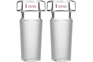 Starfa Lab 2PCS Glass Hexagonal Head Glass Stopper for 24/40 Joint Glass Outer Joint, Closed Bottom Hex Head Hollow Glass Stopper for Sealing Lab Glassware