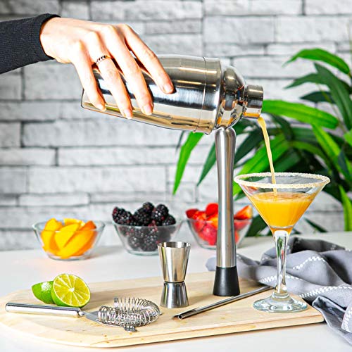 Rink Drink 5 Stück Manhattan Cocktail Shaker Set - mit Hawthorne Sieb Jigger Bar Löffel Muddler - Silber – Bild 7