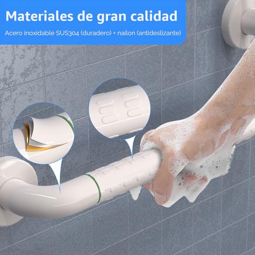 KULACO Senior Holding Handles, Non-Slip Bathtub and Shower Handle Stainless Steel, 60 X 40 cm, Bath Safety Grab Handle, Wall Mount Handle