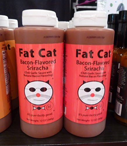 Fat Cat Bacon-flavored Sriracha (Chili Garlic) Sauce with Natural Bacon Flavoring โ (3 Pack of 12 Oz. Bottles)
