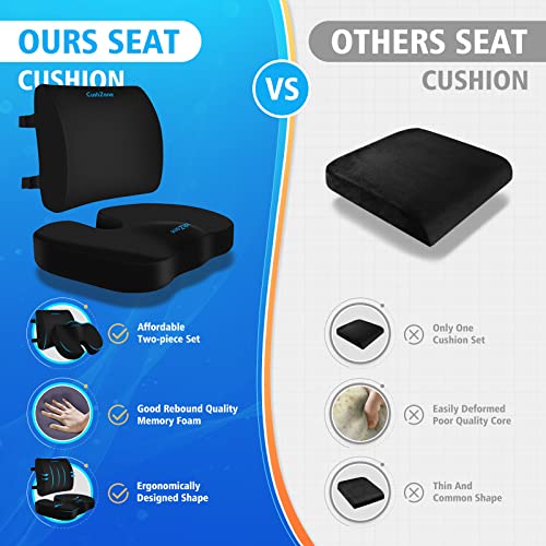 CushZone Seat Cushion, Lumbar Support Pillow with Adjustable Strap