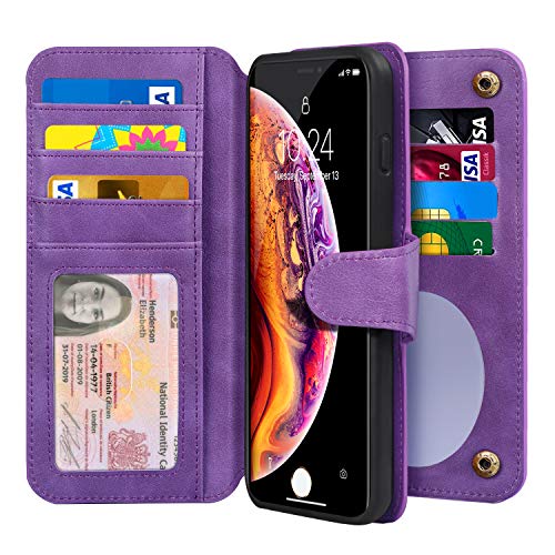 Cornmi Compatible for iPhone Xs max Wallet Case,Detachable Wallet Leather Cover 13 Card Slots Wristlet and Shoulder Strap Handbag Purse Flip Stand Slim Mirror case Compatible with iPhone Xs max 6.5in - Thumbnail 6