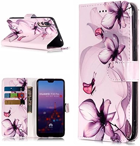 Huawei P20 Pro case, P20 pro Wallet case, Butterfly Flower Design PU leather wallet case for women Kickstand Flip Card Holder Money Pocket Magnetic Closure Cover for Huawei P20 Pro-Dreamy flower