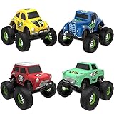TOYK 4 Pack Alloy Friction Pull Back Cars  4 Independent Shock Springs  for Toddler Boys Girl Baby Mini Toys Cars