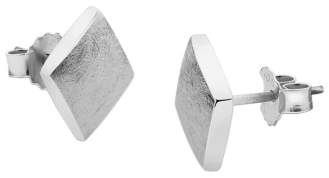 Nenalina Women's Stud Earrings with simple Design and Brushed Surface, handmade from 925 sterling silver, 324405-300