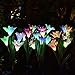 Outdoor Solar Garden Stake Lights - 2 Pack Solarmart Solar Powered Lights with 8 Lily Flower, Multi-color Changing LED Solar Stake Lights for Garden, Patio, Backyard (Purple and White)