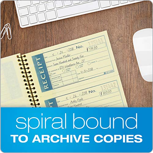 Adams Write n' Stick Receipt Book, 2Part, Carbonless, White/Canary, 51/4" x 11", Spiral Bound