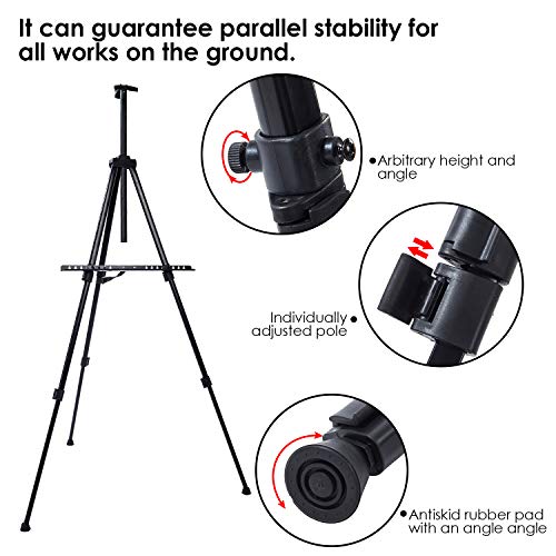image for Moever Easel Stand, Metal Adjustable Display Tripod Floor Easel Extend