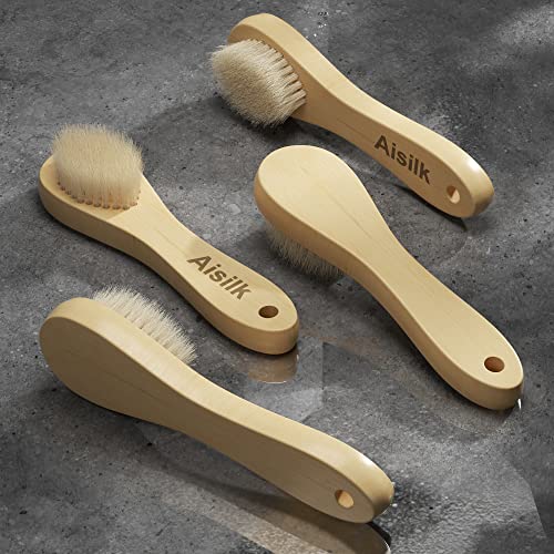 Aisilk Wooden Facial Cleansing Brush Natural Bristles Wood Handle Wash