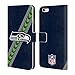 Official NFL Stripes Seattle Seahawks Logo Leather Book Wallet Case Cover For Apple iPhone 6 Plus / 6s Plus
