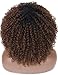 Kalyss Short Kinky Curly Wigs for Women Ombre Brown with Black Roots Premium Synthetic Natural Afro Wigs with Hair Bangs Lightweight Full and Bouncy