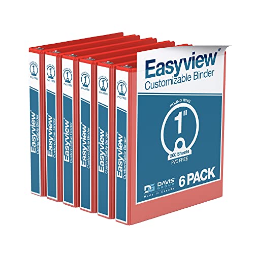 EasyView Premium 1Inch Binders with ClearView Covers, 3Ring Binders