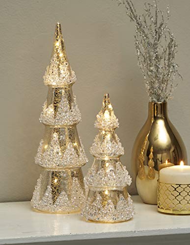 The Lakeside Collection Lighted Glass Trees for Christmas, Holidays - Set of 2