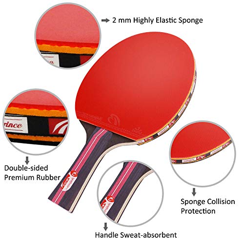 ATINUS Table Tennis Racket, PingPong Paddle Set with 2 Rubber Bats and 3 Ping Pong Balls and Table Tennis Paddle Case Perfect for Professional Recreational Games