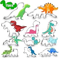 Dinosaur Cookie Cutters Set - 11 PCS Stainless Steel Shaped Cookie Candy Food Cutters Molds for DIY, Kitchen, Baking, Kids Dinosaur Theme Birthday Party Supplies Favors