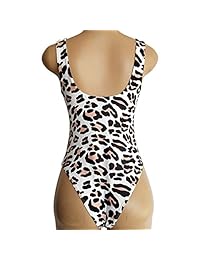 MOLFROA traje de baño de una pieza con estampado de leopardo y cuello cuadrado de corte bajo para dama