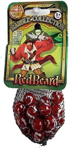 21 RED BEARD GLASS MARBLES IN NET BAG 20 X 16MM & 1 X 22MM