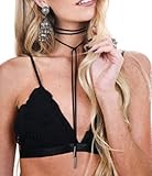 Punk Gothic Long Chain Necklaces Tassel Tattoo Choker Tube on the Ends (Black+silver)