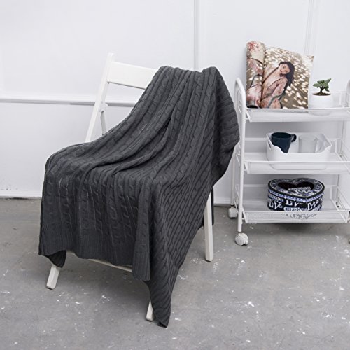 image for Cable Knit Throw Blanket, Ataya Acrylic Soft Cozy Snuggle TV Blanket,A
