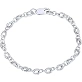 Vanbelle Sterling Silver Jewelry - Rhodium Plated with 925 Stamp - Fancy Link Chain Bracelet - Elegant Handcrafted for Women - 7.50" - Unisex Handmade Chain Bracelet
