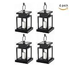 GMFive Pack of 4 Waterproof Solar Powered Hanging Umbrella Lantern Portable Led Candle Lights with Clamp for Beach Umbrella Tree Pavilion Garden Yard Lawn Camping etc. Lighting & Decoration (Black)