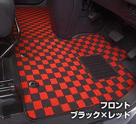 Amazon トヨタ タンク ルーミー M900 M910 ダイハツ トール スバル ジャスティフロアマット3枚セット一台分 内装パーツ レッドチェック フロアマット 車 バイク