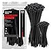 Neiko 51260A UV Black 4 and 8-Inch Heavy Duty Cable Zip Ties, 200-Piece Assortment | 18 and 75 lb Tensile Strength