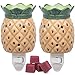 Deco Plug-in Fragrance Wax Melt Warmer, Set of 2 Includes 4 Wax Cubes (5x3) - Pineapple