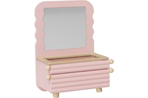 Pink Wooden Vanity Set for Girls 3-6 Years Old, Kids Makeup Set Christmas & Birthday Girl Gift,Makeup Vanity Set Pretend Play