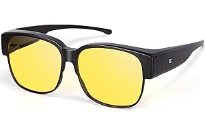 BIRCEN Night Vision Glasses for Driving - Fit Over Glasses Anti Glare HD Wear Over Glasses for Men and Women